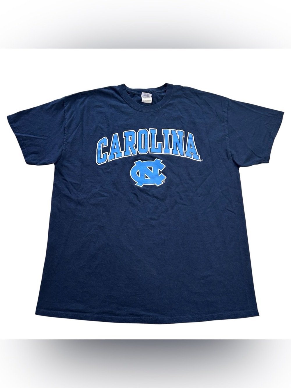 UNC North Carolina Tar Heels Men’s Arch Spellout Logo T-Shirt Cotton Blue sz XL